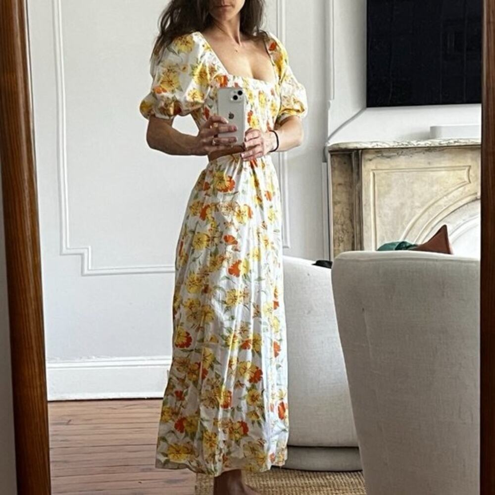 NWT Faithfull the Brand Loucetta Dress Palermo Floral Orange Size 2 XS - Picture 6 of 8